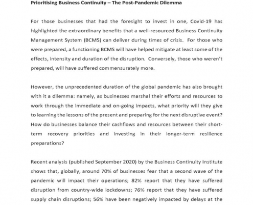 thumbnail of Prioritising Business Continuity
